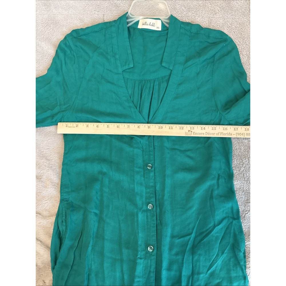 Bella Dahl XS Women’s Green Rayon Button Down Top Soft Flowy - Picture 5 of 7